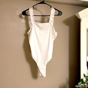 Shein white Ruffle bodysuit